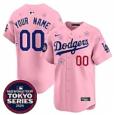 Men's Los Angeles Dodgers Active Player Custom Pink 2025 Tokyo Series Limited Stitched Baseball Jersey,baseball caps,new era cap wholesale,wholesale hats